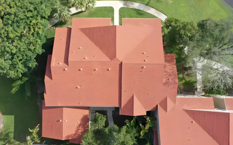 Aerial view of roof work by Molsbee Roofing