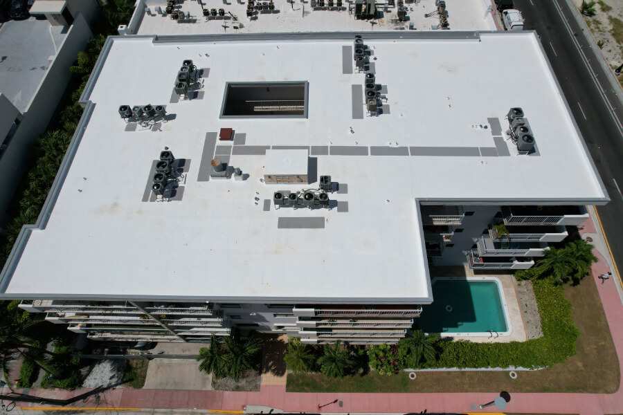 TPO roof condo pool aerial view
