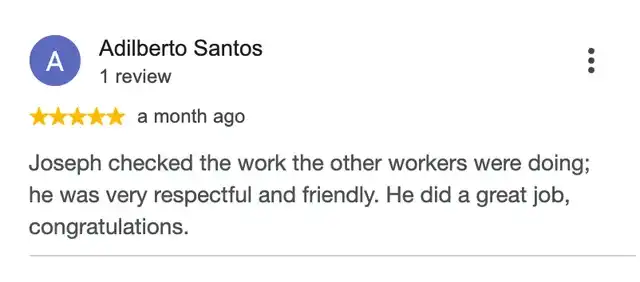 5-star Google review from Adilberto Santos