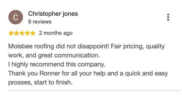 5-star Google review from Christopher jones
