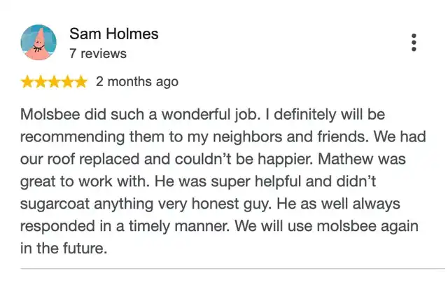 5-star Google review from Sam Holmes