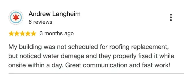5-star Google review from Andrew Langheim