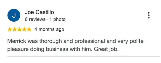 5-star Google review from Joe Castillo