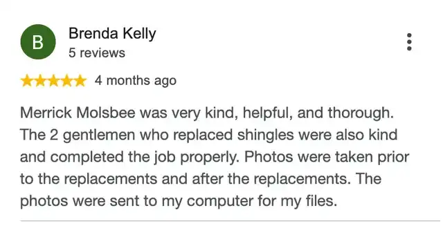 5-star Google review from Brenda Kelly