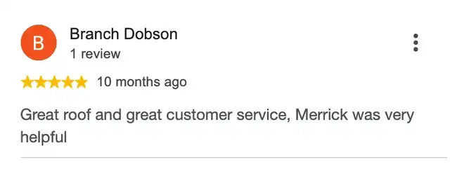 5-star Google review from Branch Dobson
