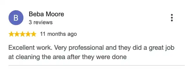 5-star Google review from Beba Moore